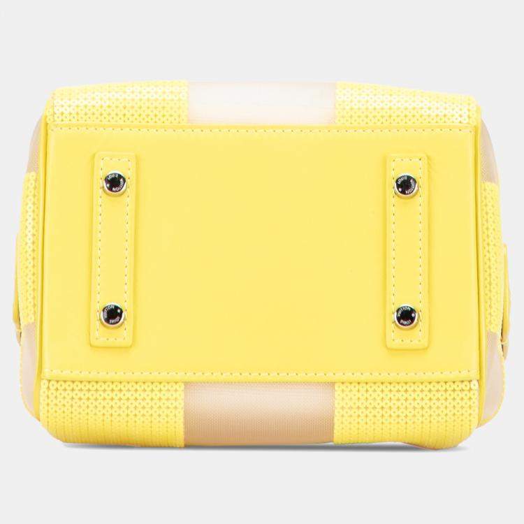 Pre Owned Louis Vuitton Yellow Damier Optic Mesh Sequins Cube Speedy