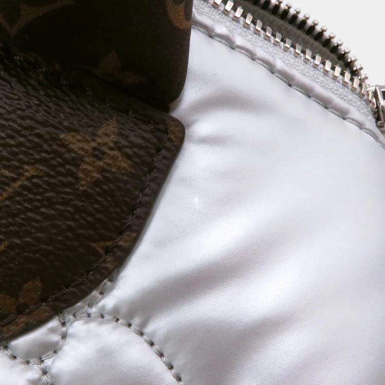 Pre Owned Louis Vuitton Speedy Bandouliere Silver Recycled Metallicnylon Monogram Size 25
