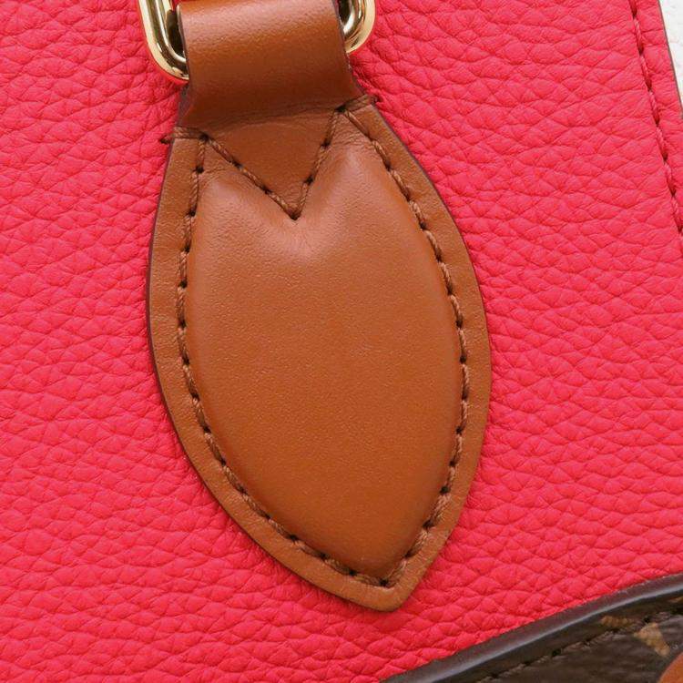 Pre Owned Louis Vuitton Fold Tote Cerise/Cream/Brown Monogram Calf Leather Size Pm