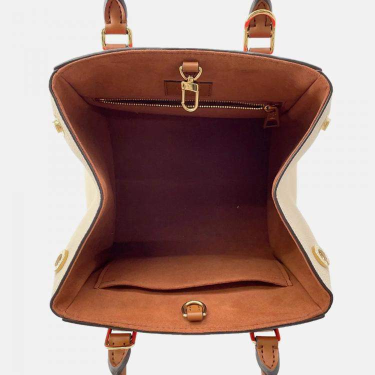Pre Owned Louis Vuitton Fold Tote Cerise/Cream/Brown Monogram Calf Leather Size Pm