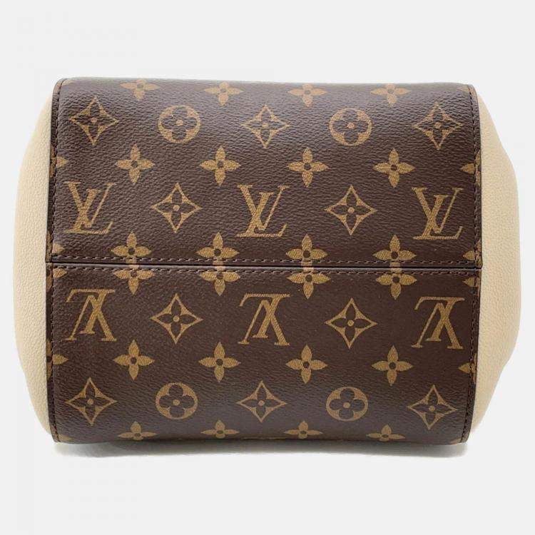 Pre Owned Louis Vuitton Fold Tote Cerise/Cream/Brown Monogram Calf Leather Size Pm