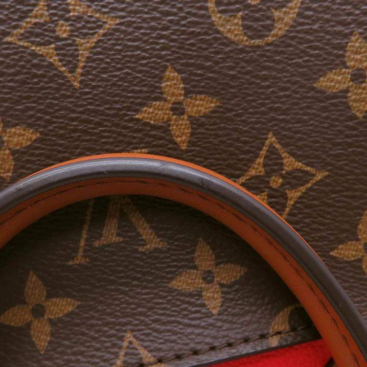 Pre Owned Louis Vuitton Fold Tote Cerise/Cream/Brown Monogram Calf Leather Size Pm