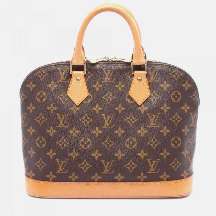 Pre Owned Louis Vuitton Alma Pm Handbag M51130 Monogram Canvas Leather Brown Used Women Lv