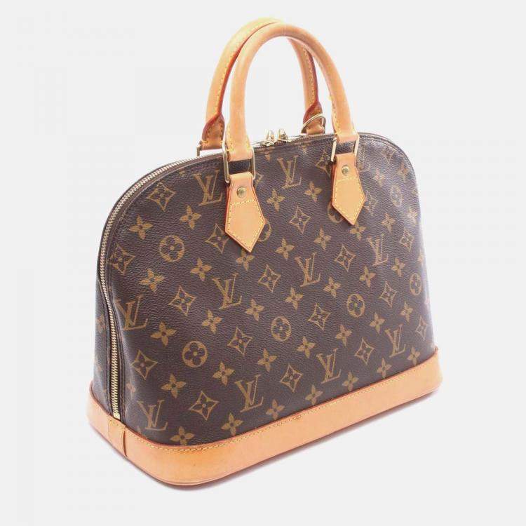Pre Owned Louis Vuitton Alma Pm Handbag M51130 Monogram Canvas Leather Brown Used Women Lv