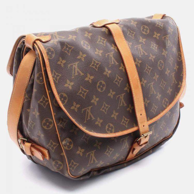 Pre Owned Louis Vuitton Saumur 35 Shoulder Bag M42254 Monogram Canvas Leather Brown Used