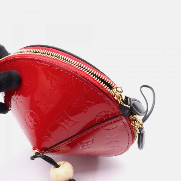 Pre Owned Louis Vuitton Tupi Shoulder Bag M54141 Monogram Vernis Leather Red Black Used