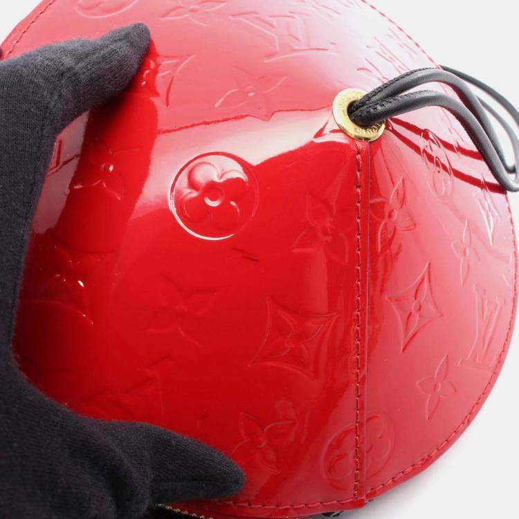 Pre Owned Louis Vuitton Tupi Shoulder Bag M54141 Monogram Vernis Leather Red Black Used