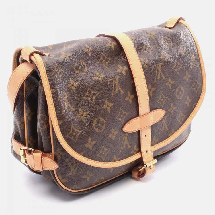 Pre Owned Louis Vuitton Saumur 30 Shoulder Bag M42256 Monogram Canvas Leather Brown Used