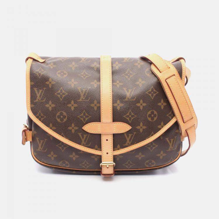 Pre Owned Louis Vuitton Saumur 30 Shoulder Bag M42256 Monogram Canvas Leather Brown Used