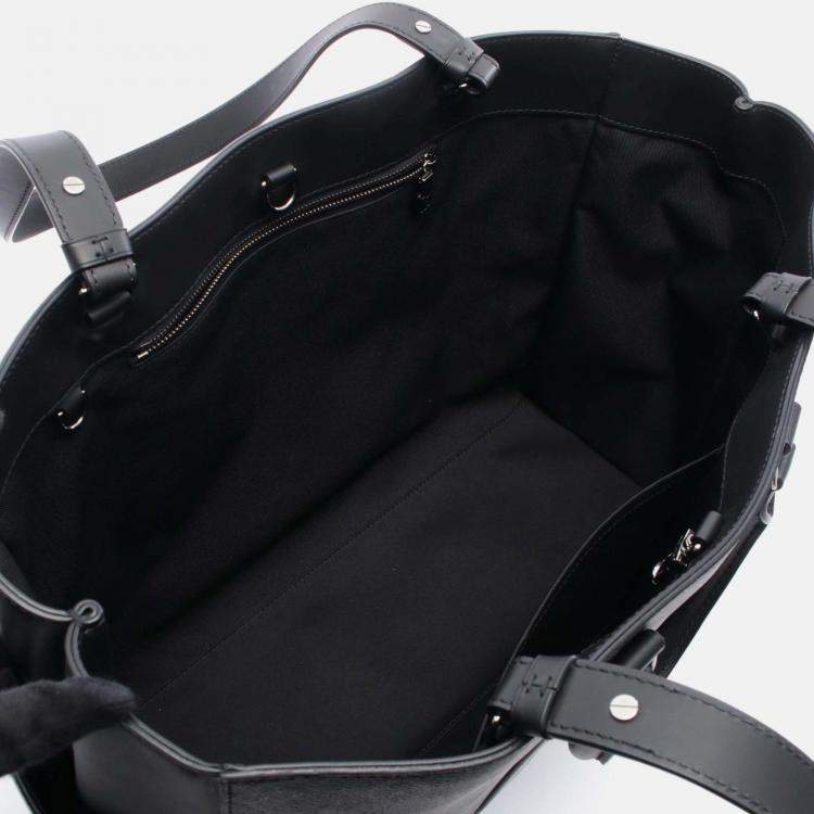 Pre Owned Louis Vuitton Sac Plat 24H Tote Bag M46451 Monogram Eclipse Canvas Leather Bk Lv