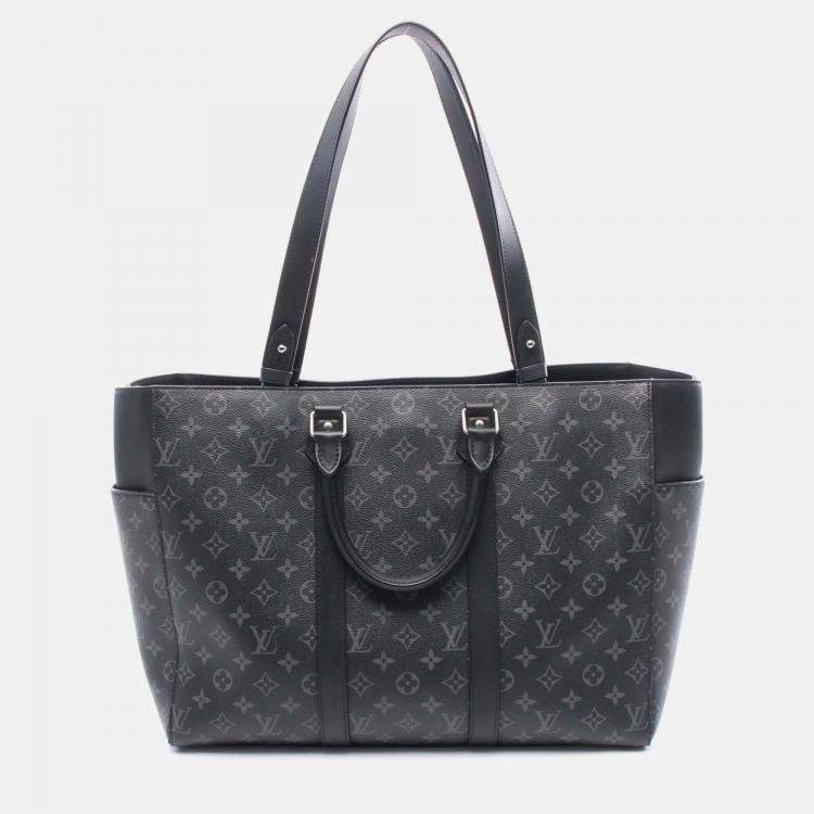 Pre Owned Louis Vuitton Sac Plat 24H Tote Bag M46451 Monogram Eclipse Canvas Leather Bk Lv
