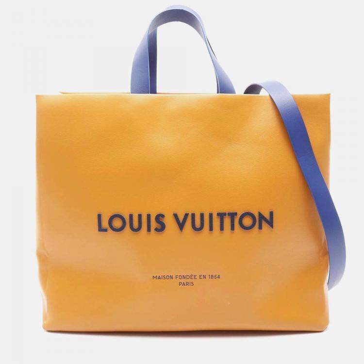 Pre Owned Louis Vuitton Shopper Tote Mm Shoulder Bag M24457 Leather Saffron Used Unisex