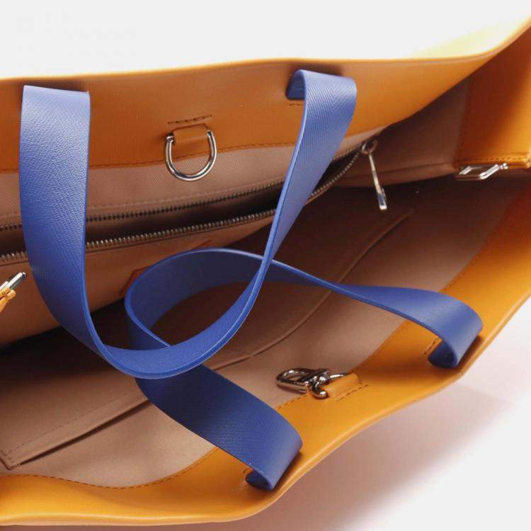 Pre Owned Louis Vuitton Shopper Tote Mm Shoulder Bag M24457 Leather Saffron Used Unisex