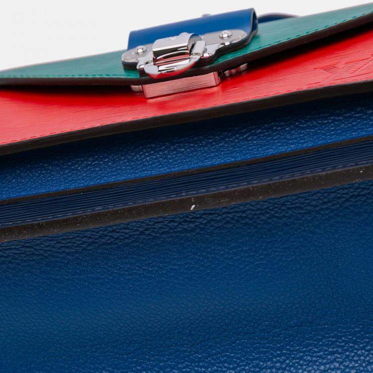 Pre Owned Louis Vuitton Navy Blue Tricolor Epi Neo Monceau
