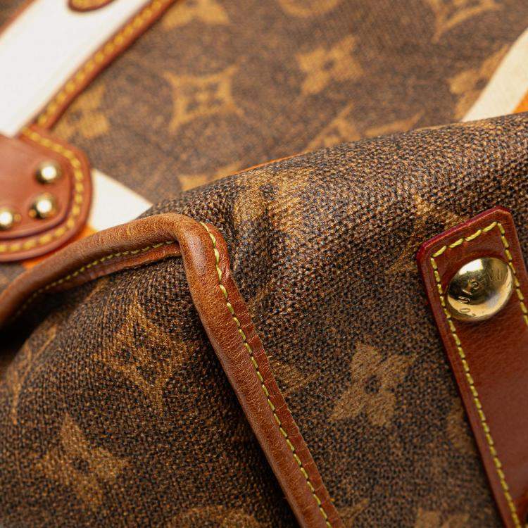 Pre Owned Louis Vuitton Brown Limited Edition Monogram Tisse Rayures PM