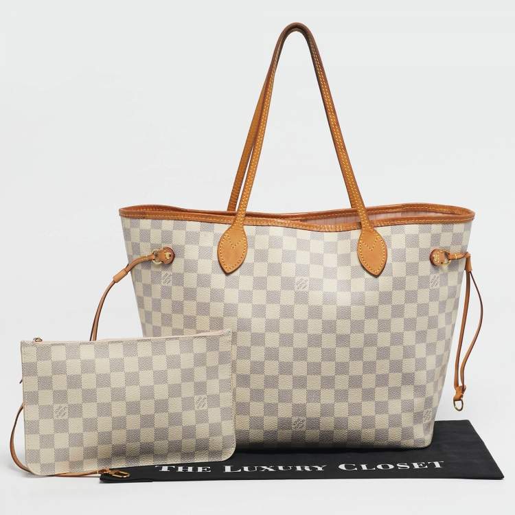 Pre Owned Louis Vuitton Damier Azur Canvas Neverfull MM Bag
