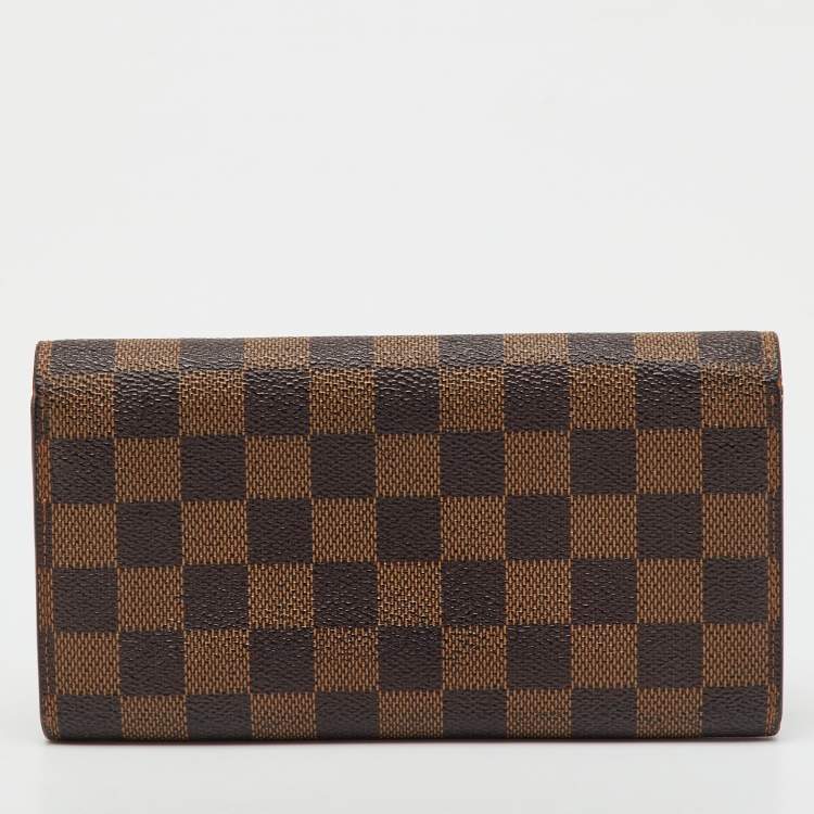 Pre Owned Louis Vuitton Damier Ebene Canvas Sarah Long Wallet