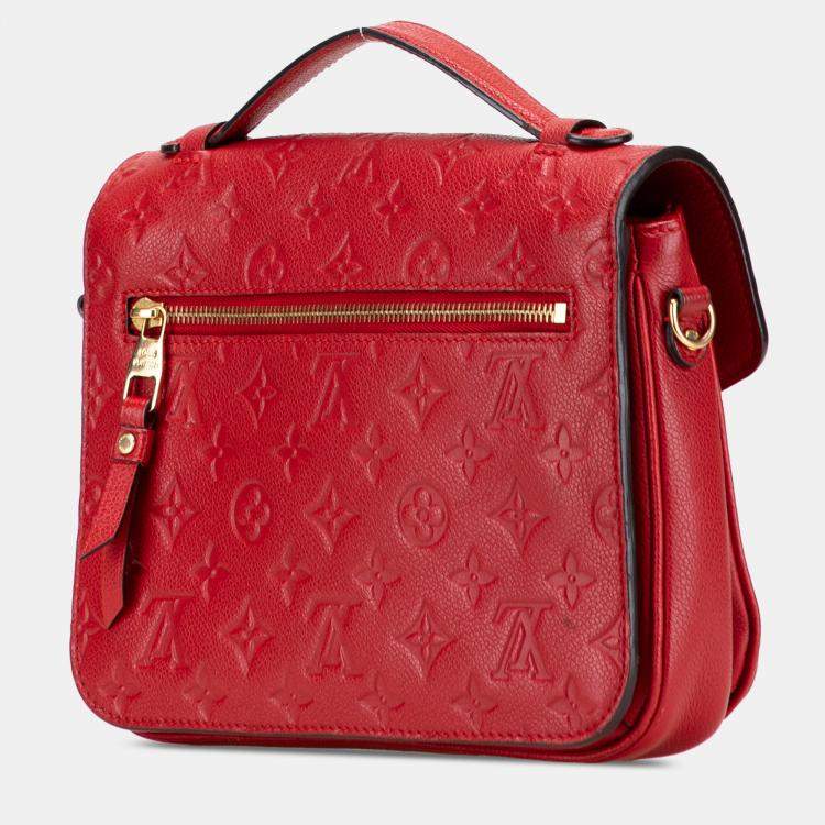 Pre Owned Louis Vuitton Red Monogram Empreinte Pochette Metis
