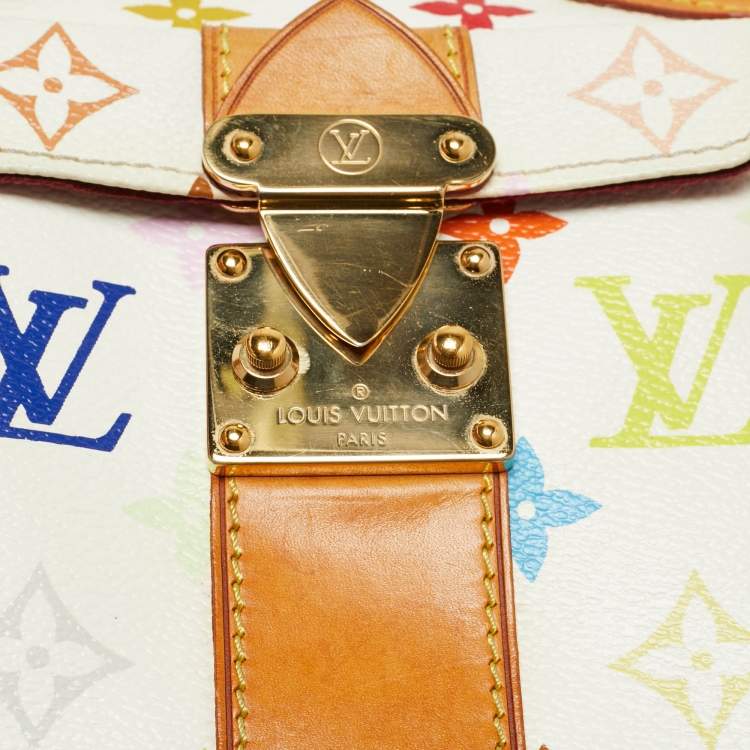 Pre Owned Louis Vuitton White Multicolor Monogram Canvas Speedy 30 Bag