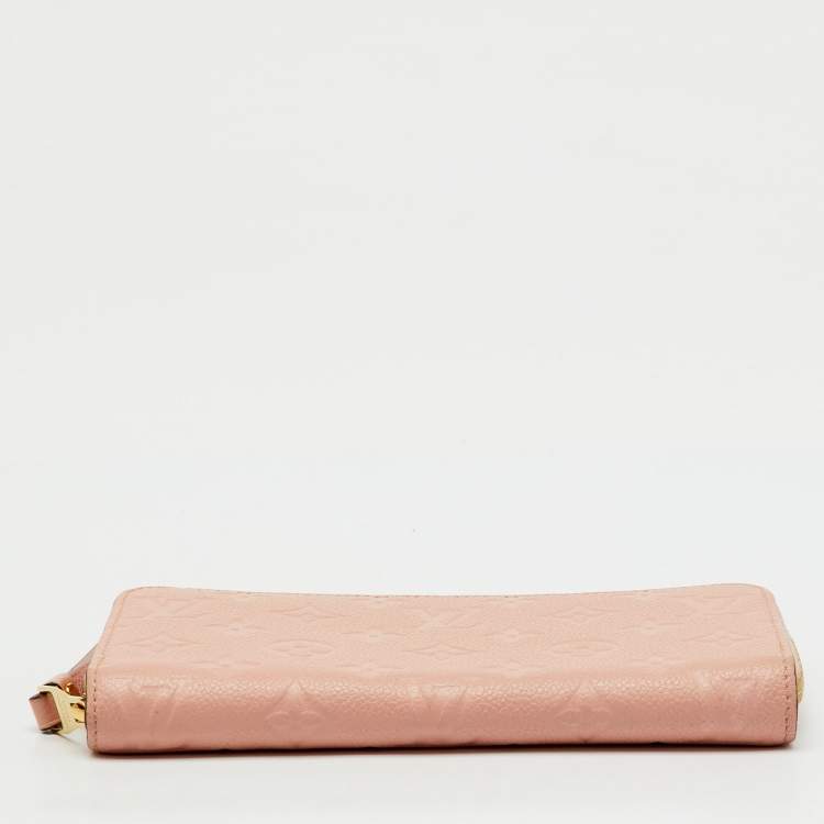 Pre Owned Louis Vuitton Rose Poudre Monogram Empreinte Leather Zippy Wallet