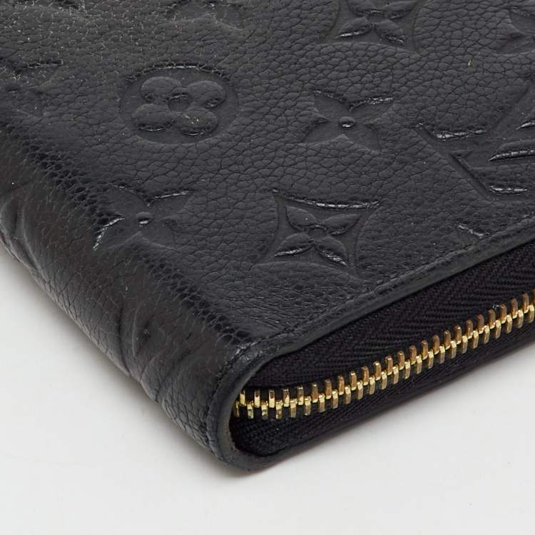 Pre Owned Louis Vuitton Black Monogram Empreinte Leather Zippy Wallet
