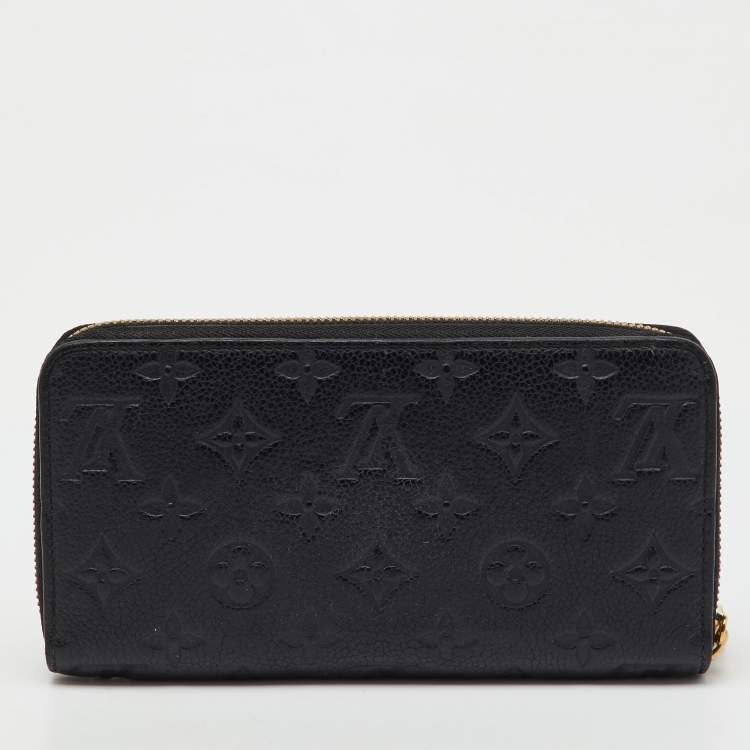 Pre Owned Louis Vuitton Black Monogram Empreinte Leather Zippy Wallet