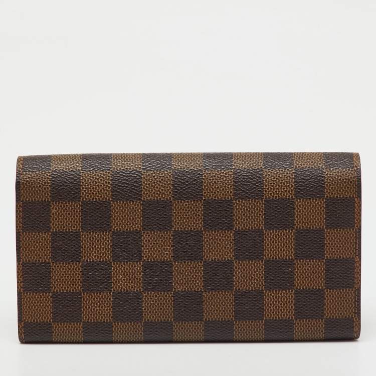 Pre Owned Louis Vuitton Damier Ebene Canvas Sarah Long Wallet