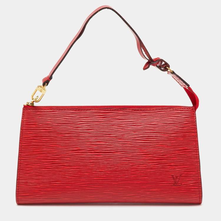 Pre Owned Louis Vuitton Castilian Red Epi Leather Pochette Accessoires Bag
