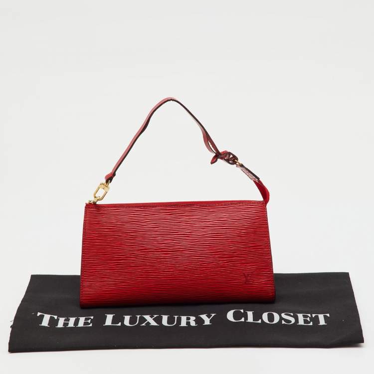 Pre Owned Louis Vuitton Castilian Red Epi Leather Pochette Accessoires Bag