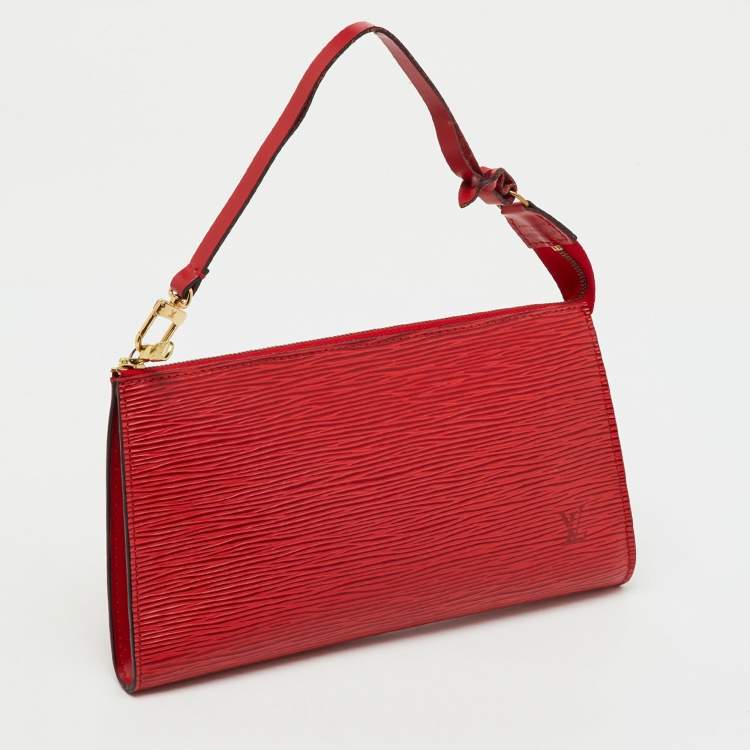 Pre Owned Louis Vuitton Castilian Red Epi Leather Pochette Accessoires Bag