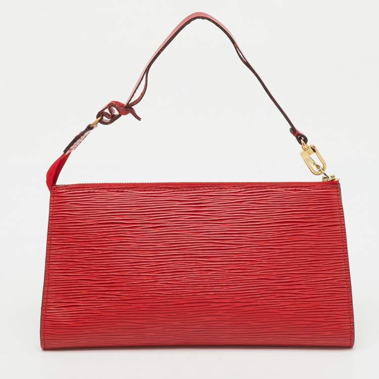 Pre Owned Louis Vuitton Castilian Red Epi Leather Pochette Accessoires Bag