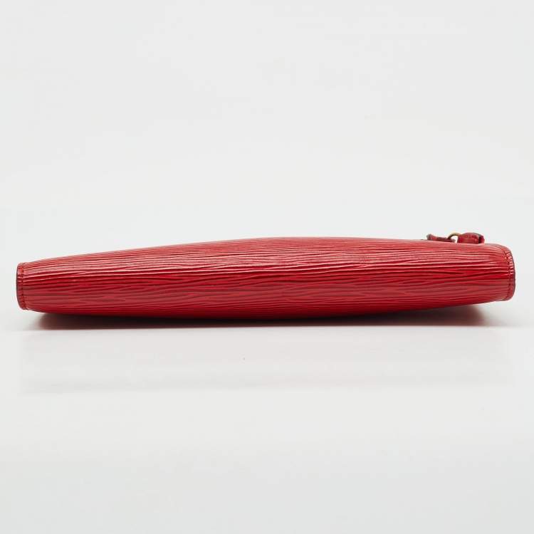 Pre Owned Louis Vuitton Castilian Red Epi Leather Pochette Accessoires Bag