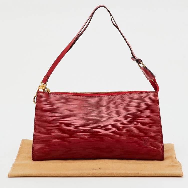 Pre Owned Louis Vuitton Castilian Red Epi Leather Pochette Accessoires Bag