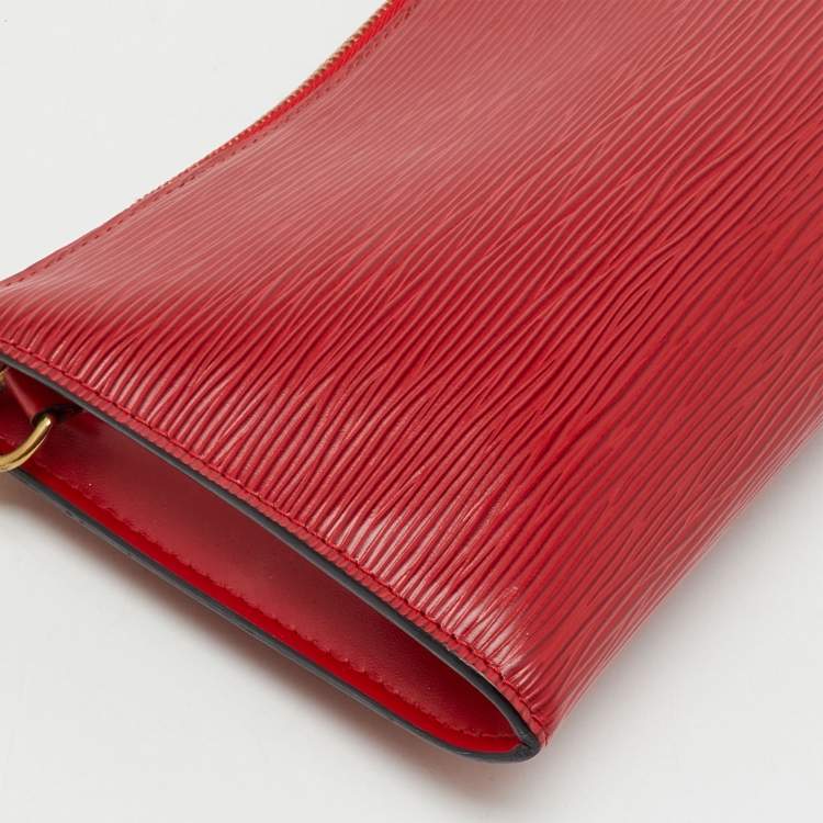 Pre Owned Louis Vuitton Castilian Red Epi Leather Pochette Accessoires Bag