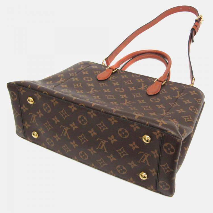 Pre Owned Louis Vuitton Flower Brown Monogram Coated Canvas Leather Shoulder Bag