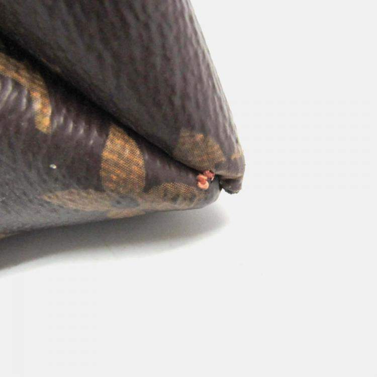 Pre Owned Louis Vuitton Flower Brown Monogram Coated Canvas Leather Shoulder Bag