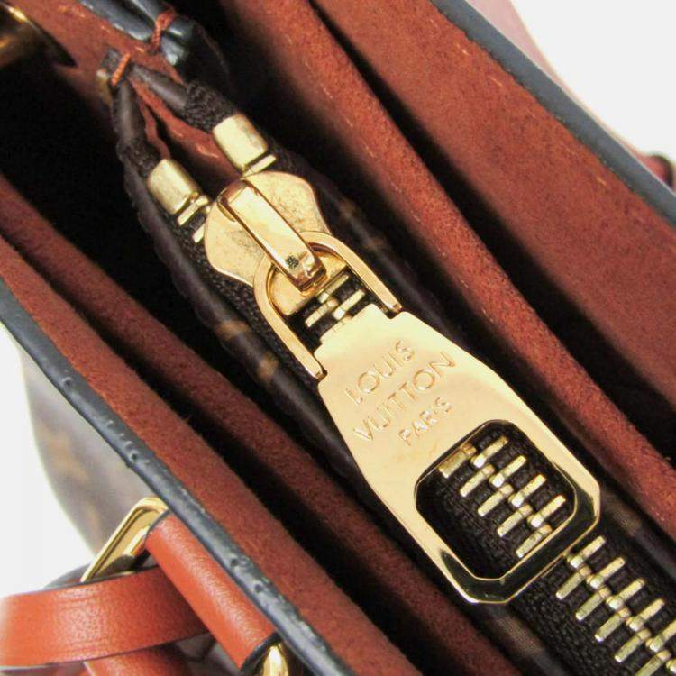Pre Owned Louis Vuitton Flower Brown Monogram Coated Canvas Leather Shoulder Bag