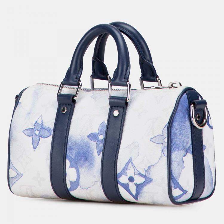 Pre Owned Louis Vuitton White Monogram Watercolor Keepall Bandouliere XS