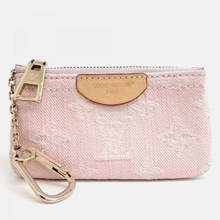 Pre Owned Louis Vuitton Pink Fabric Monogram Denim Key Pouch