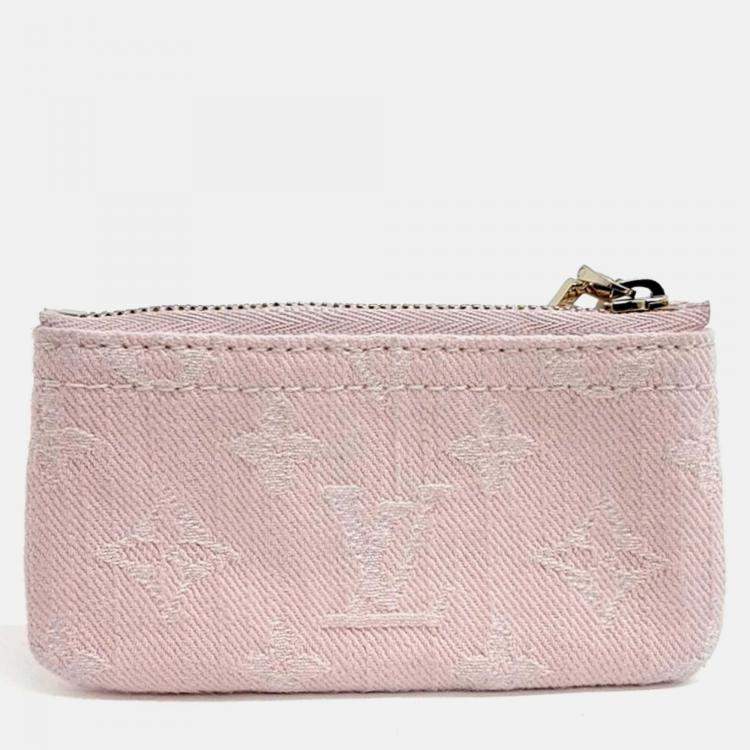 Pre Owned Louis Vuitton Pink Fabric Monogram Denim Key Pouch