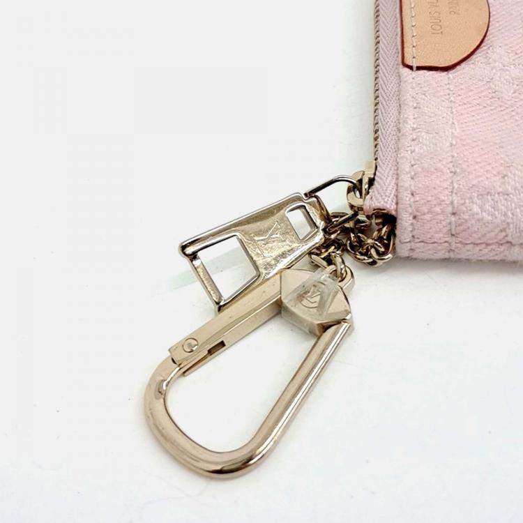Pre Owned Louis Vuitton Pink Fabric Monogram Denim Key Pouch