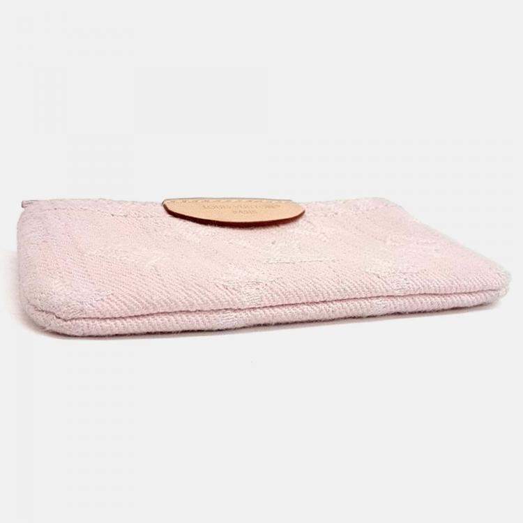 Pre Owned Louis Vuitton Pink Fabric Monogram Denim Key Pouch