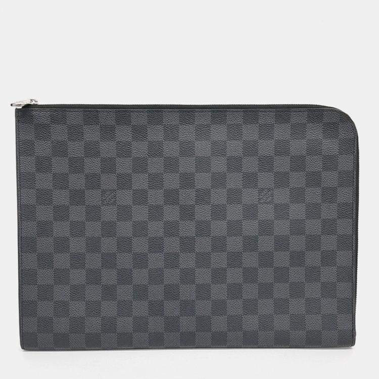 Pre Owned Louis Vuitton Black Coated Canvas Graphite Pochette Jour GM