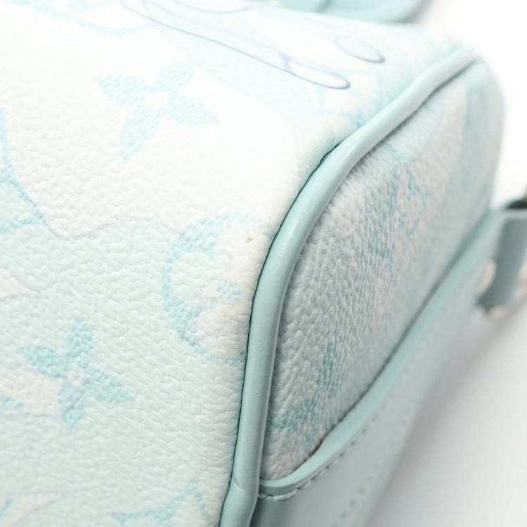 Pre Owned Louis Vuitton Keepall Bandouliere 25 Monogram Aqua Garden Blue Coated Canvas Leather Handbag