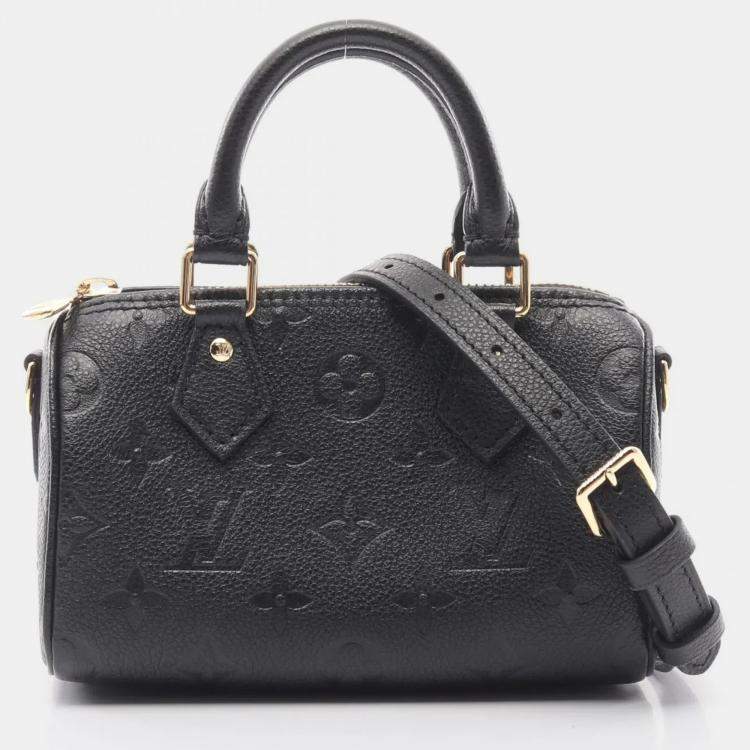 Pre Owned Louis Vuitton Nanospeedy Black Monogram Empreinte Leather Handbag
