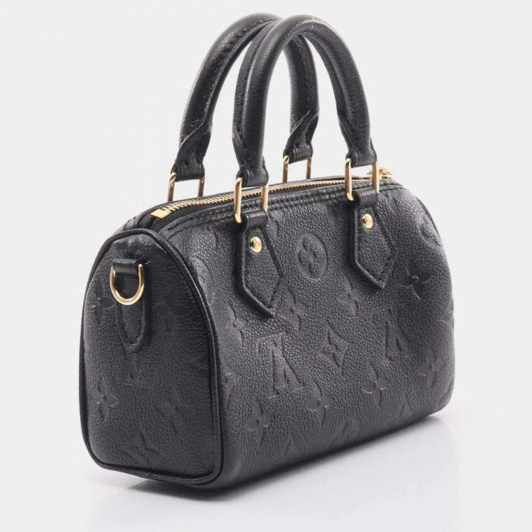 Pre Owned Louis Vuitton Nanospeedy Black Monogram Empreinte Leather Handbag
