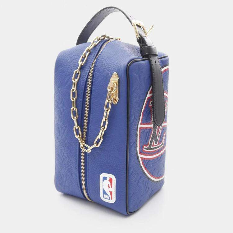 Pre Owned Louis Vuitton X Nba Cloak Dopp Kit Blue Multicolor Monogram Taurillon Leather Handbag