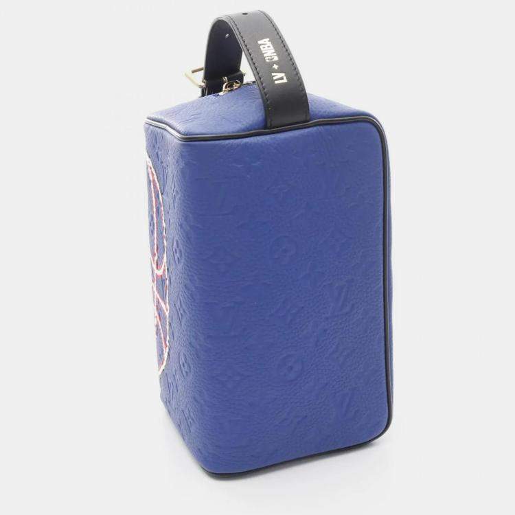 Pre Owned Louis Vuitton X Nba Cloak Dopp Kit Blue Multicolor Monogram Taurillon Leather Handbag