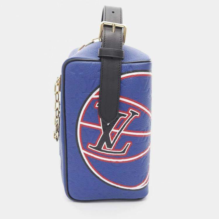 Pre Owned Louis Vuitton X Nba Cloak Dopp Kit Blue Multicolor Monogram Taurillon Leather Handbag