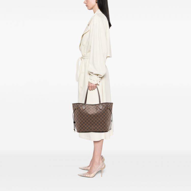 Pre Owned Louis Vuitton Brown Damier Ebene Neverfull MM